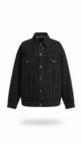 Oversized denim jacket in matte onyx